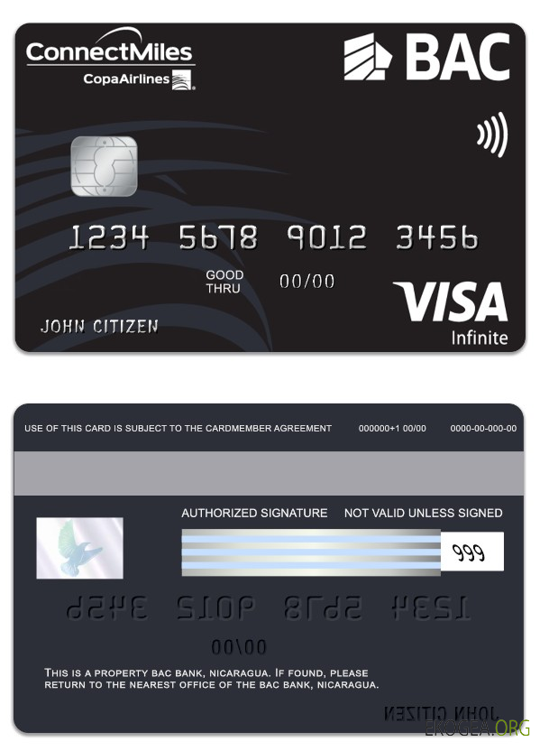 Carte Visa Infinite de la Banque BAC du Nicaragua